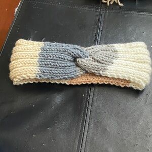 Knit Twist Headband in Cream, Gray, and Tan